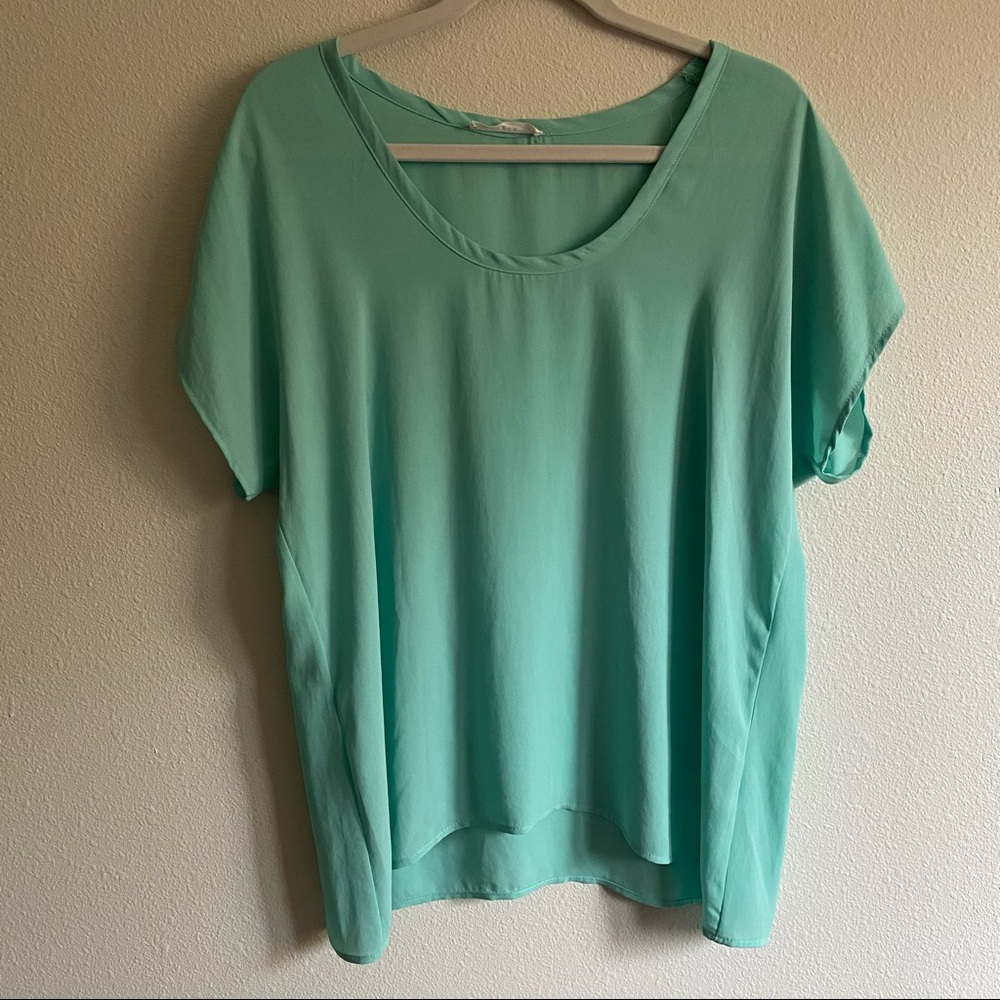 Lush Mint Short Sleeve Blouse
